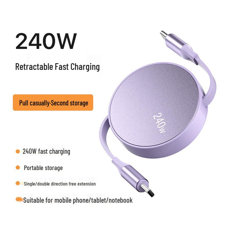 Retractable Dual-Head Fast Charging Cable for Apple & Huawei with Custom Logo