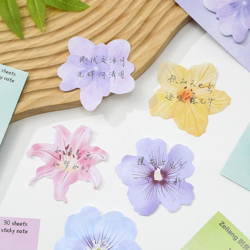 Office School Supplies Flowers Sticky Notes Cute Little Fresh N Times Special Shaped Paper Can Be Pasted Memo Pad Kawaii Gift