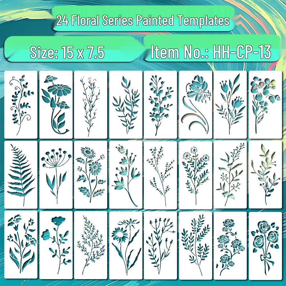 Modelos de Padrão Texturizado de 16 Quadrados para Grafite de Parede DIY - Estênceis de Plástico para Tinta Spray