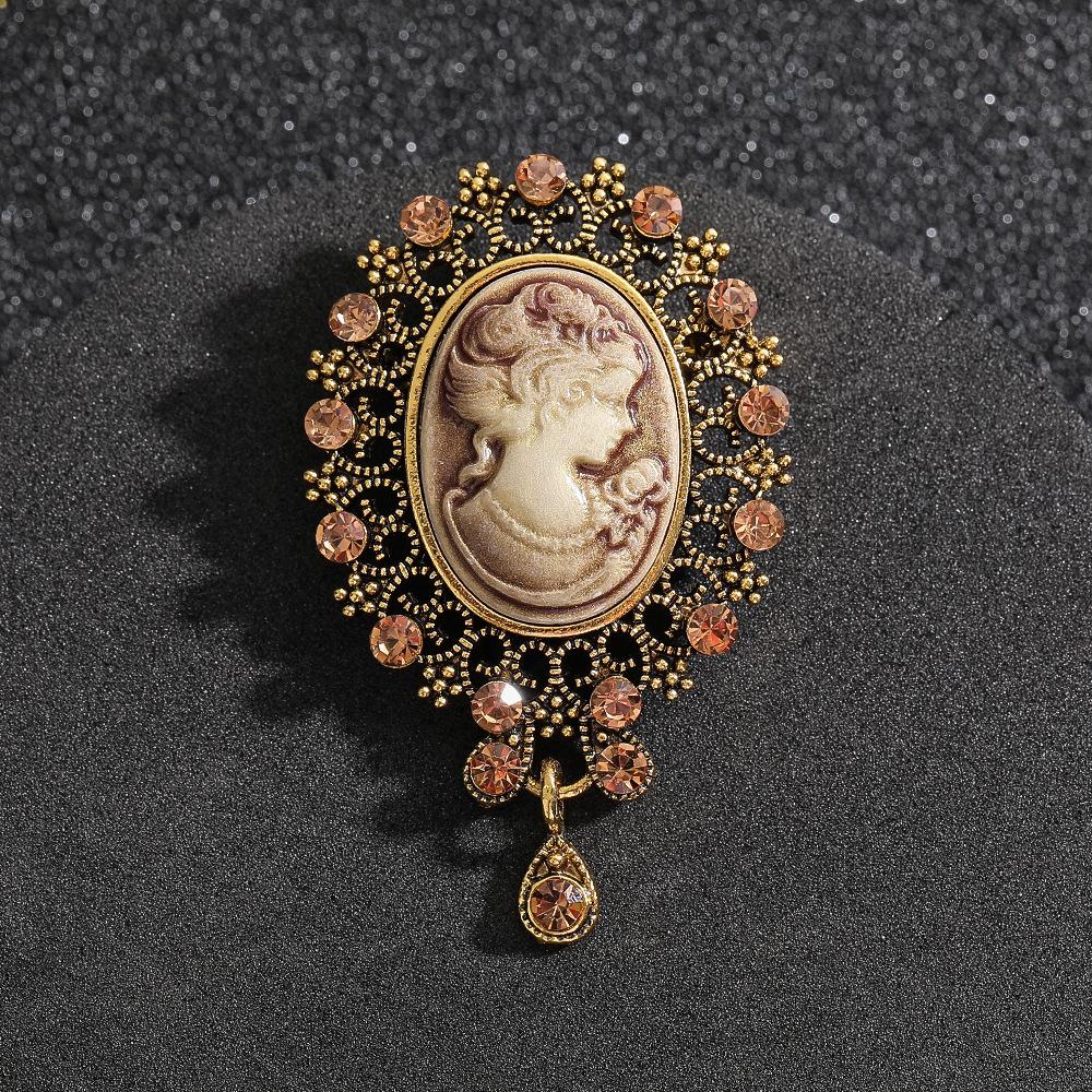 Ретро Красота Голова Инс Французский Значок Подарок Брошь 4*6cm