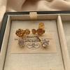Three-dimensional gold rose bright diamond stud earrings romantic retro exquisite high-end earrings