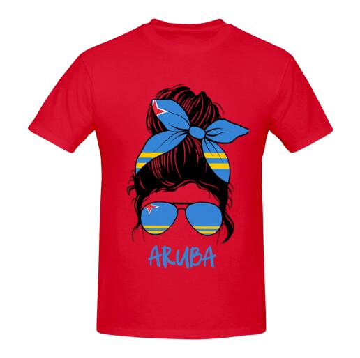 Aruba Flag Girl T-Shirt White Short Sleeve for Women Holiday National Day Clothing Streetwear