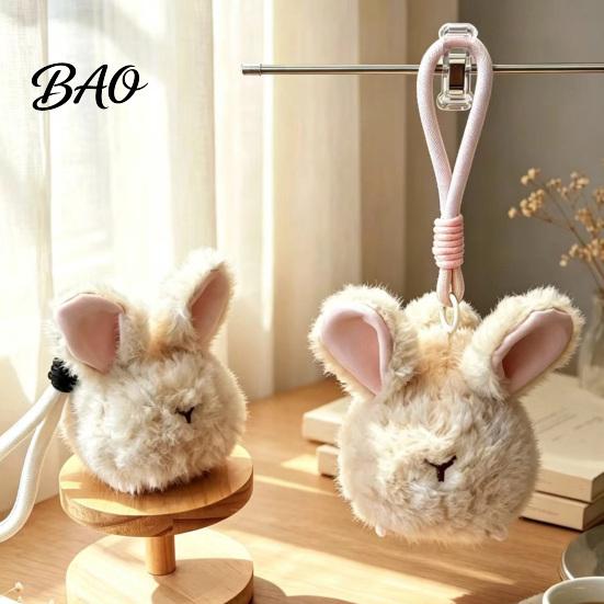 Plush Keychain Animal Keychain, Soft Stuffed Pendant with Braided Cord, Round Cute Decorative Hanging Charm Bunny Sheep for Backpack, Mini Doll