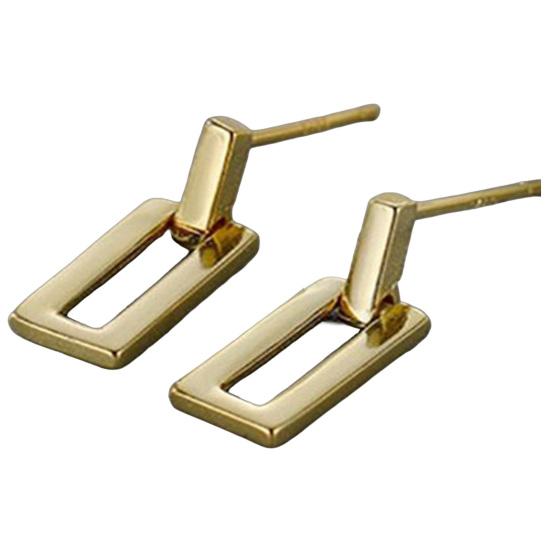 1 Pair Gold Plated Stud Earrings for Women, Minimalist Geometric Earrings, Small Rectangular Earring Jewelry