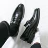 Men Retro Loafers Leather Shoes Formal Business Flats Slip on Shoes Wedding Dress Prom Black Shoes Large Size