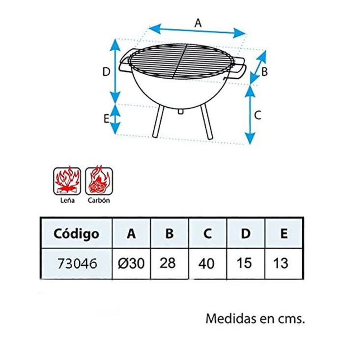IMEX EL ZORRO Barbecue Table ronde avec grille zinguée, noir, 30 x 28 x 40 cm - 71426.0