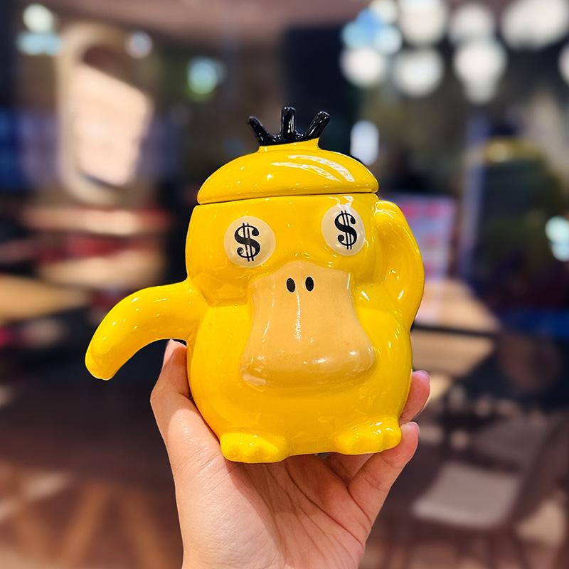 Cute Cartoon Cute Duck Ceramic Water Cup With Lid Household High Value Mug Creative Gift Cup Souvenir