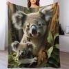 Baby Koala Bear And Mom Throw Blanket All Season Lightweight Soft Blanket For Bed