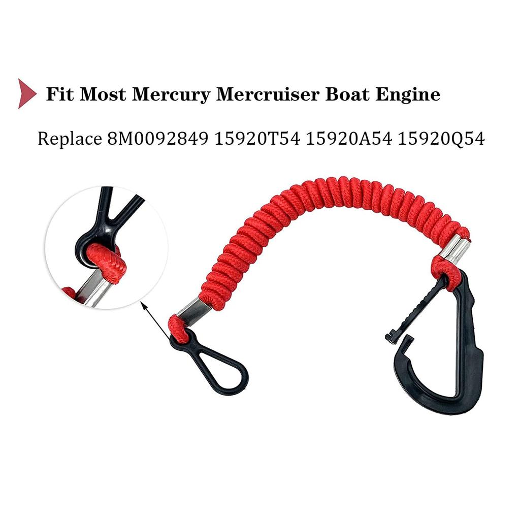 Plouluyt 8M0092850 Boat Safety Kill Stop Switch Connector Strap Replacement for 15920Q54 827A09 Emergency Stop Switch, Red