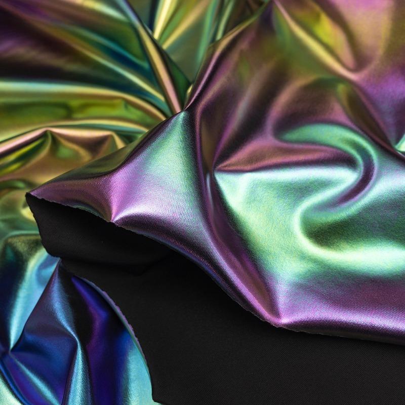 100cm Iridescent Stretch Nylon Fabric 4-Way Spandex Blend for DIY Sewing Slip Dress Stage Costumes Photography Background