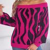 GMXIA Women's Fashion Casual  Autumn Winter Long Sleeve One Shoulder Loose Off-shoulder Sleeved Sweater In Contrasting Colors