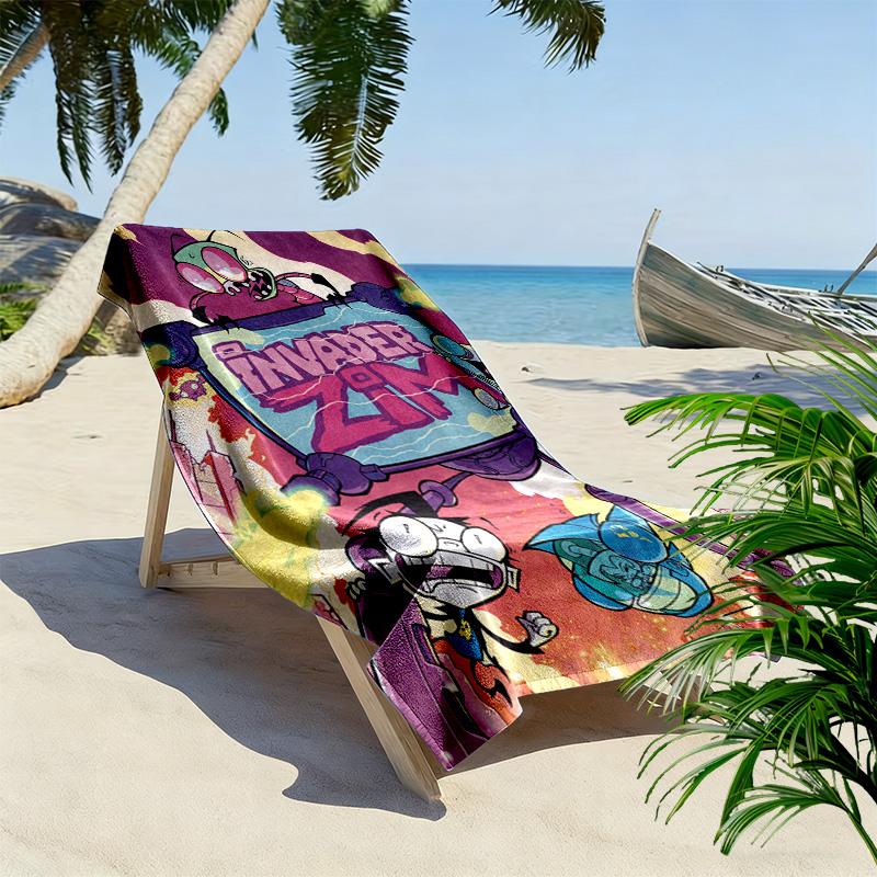 Invader Zim 2D Flat Print Beach Towel, Large Soft Quick Dry Towel for Beach Camping SwimmingXSTJ0915472