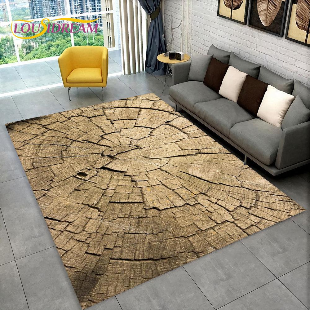 3D Wood Grain Retro Area Rug Large,Carpet Rug for Home Living Room Kids Bedroom Sofa Doormat Decor,Kitchen Non-slip Floor Mat
