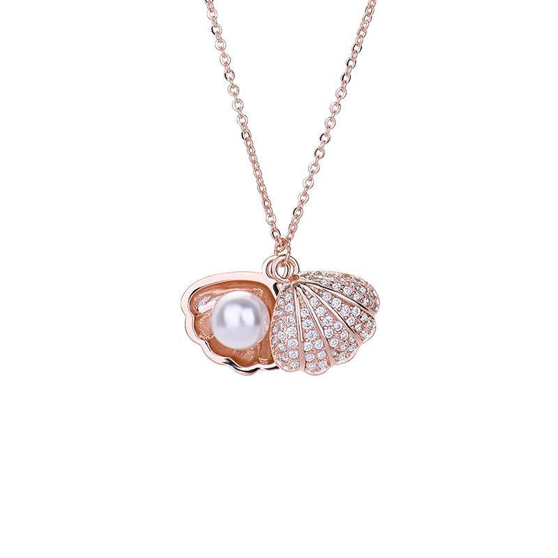 Luxury Titanium Steel Pearl Necklace With Micro-Set Zircon Pendant Collarbone Chain Elegant Personal Jewelry