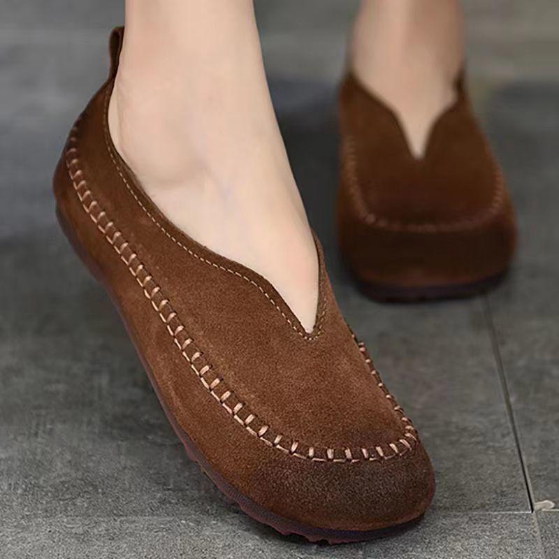 

Soft leather Doudou shoes women s flat bottom low heel comfortable versatile single shoes spring and summer new casual women s shoes lightweight 35