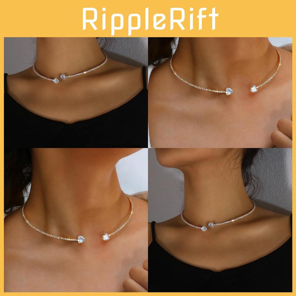 Fashionable Heart Shaped Dazzling Rhinestone Choker Necklace For Unique Women Style