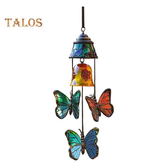 

Бабочка ветряная музыка металлический витраж ветряная музыка подвесное украшение для внутреннего наружного сада патио веранда домашний декор C