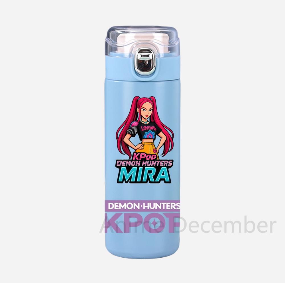 Anime K-Pop Lovci démonů Tištěná termoska Přenosná nerezová láhev na vodu 400 ml Nepropustný kempingový pohár na vodu Dárky