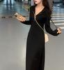 Big Pendulum A-shaped Version Hooded Sweater Dress, High-end Slim-fitting Dress, Women's Waist and Thin Inner Bottom Skirt, Long Style.