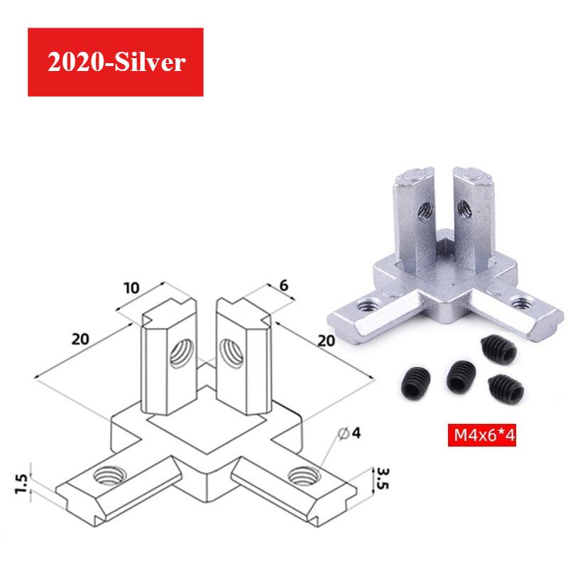 20/30/40 3-dimensional Right-angle Connector 3-Way End Corner Bracket Connector Cast Aluminum Universal Angle Slot Connector