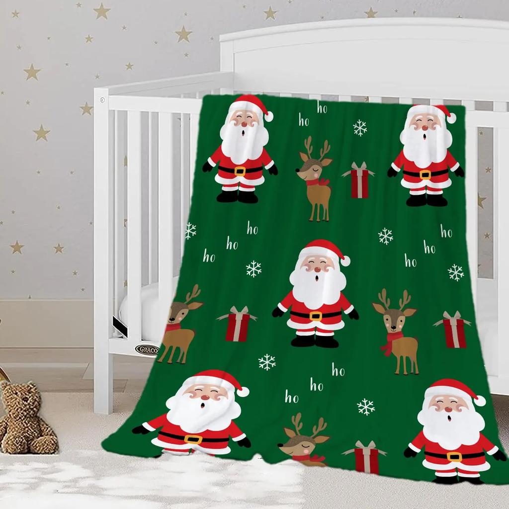 Santa Claus Blanket Christmas Theme Throw Blanket for Girls Boys Gift Super Soft Cozy Flannel Fuzzy Blanket for Couch Sofa Bed