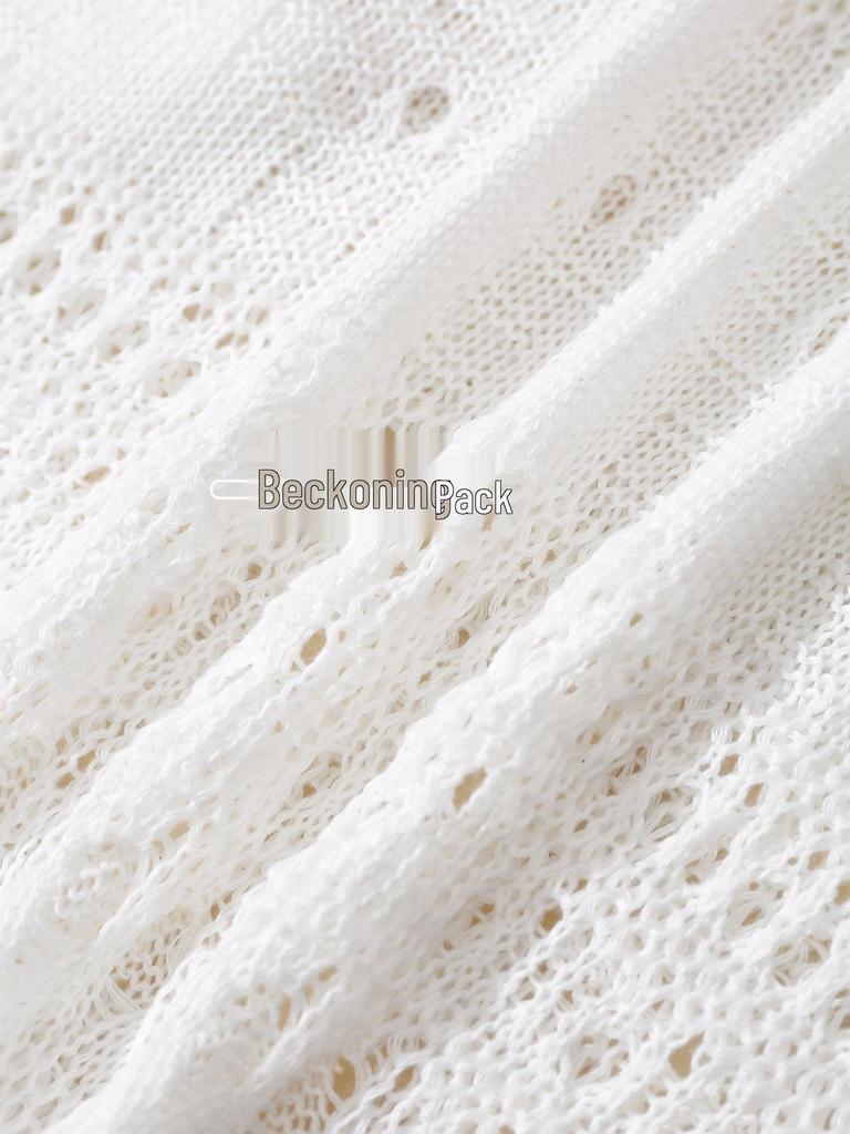 Damen Sommer Hohlmuster Glockenärmel Strandkleid mit Textur