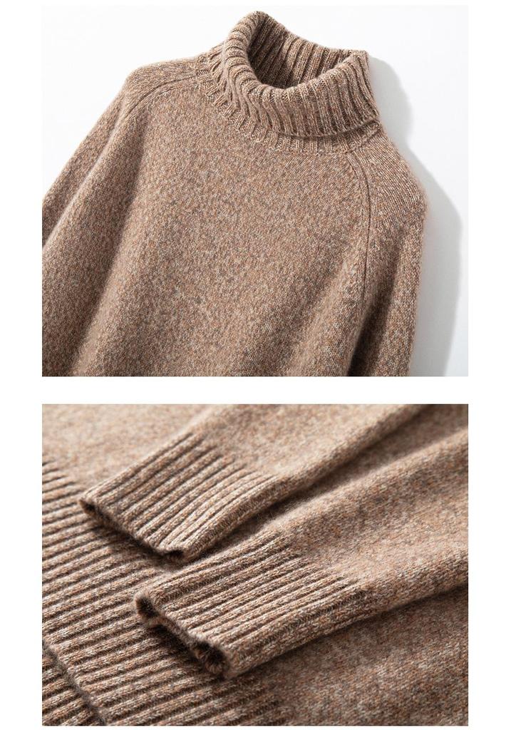Women's Thickened Cashmere Sweater: High Neck, Loose Fit for Autumn & Winter, Warm Base Layer, Casual Knitwear
