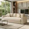 Sleeper Sofa 230 Cm 3-Seater Sofa with Sleep Function, Cushions, Storage, Corduroy Look for Living Room, Beige