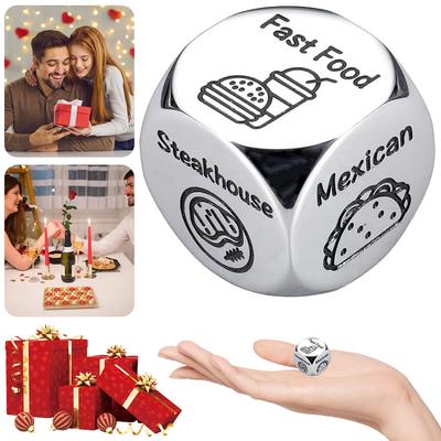 1/2/3Pcs Food Decision Dice Creative Food Decision Maker Stainless Steel Couples Food Decider Valentines Gifts for Women Men
