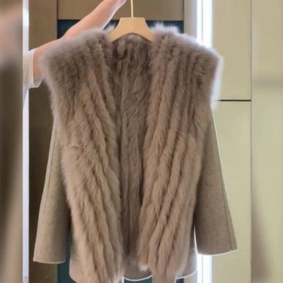 Winter Verdikte Warme Katoengevoerde Kleding Warme Vossenbont Wol Dames Bovenkleding Vrouwelijk Beide Kanten Draagbaar Capuchon Wollen Jas