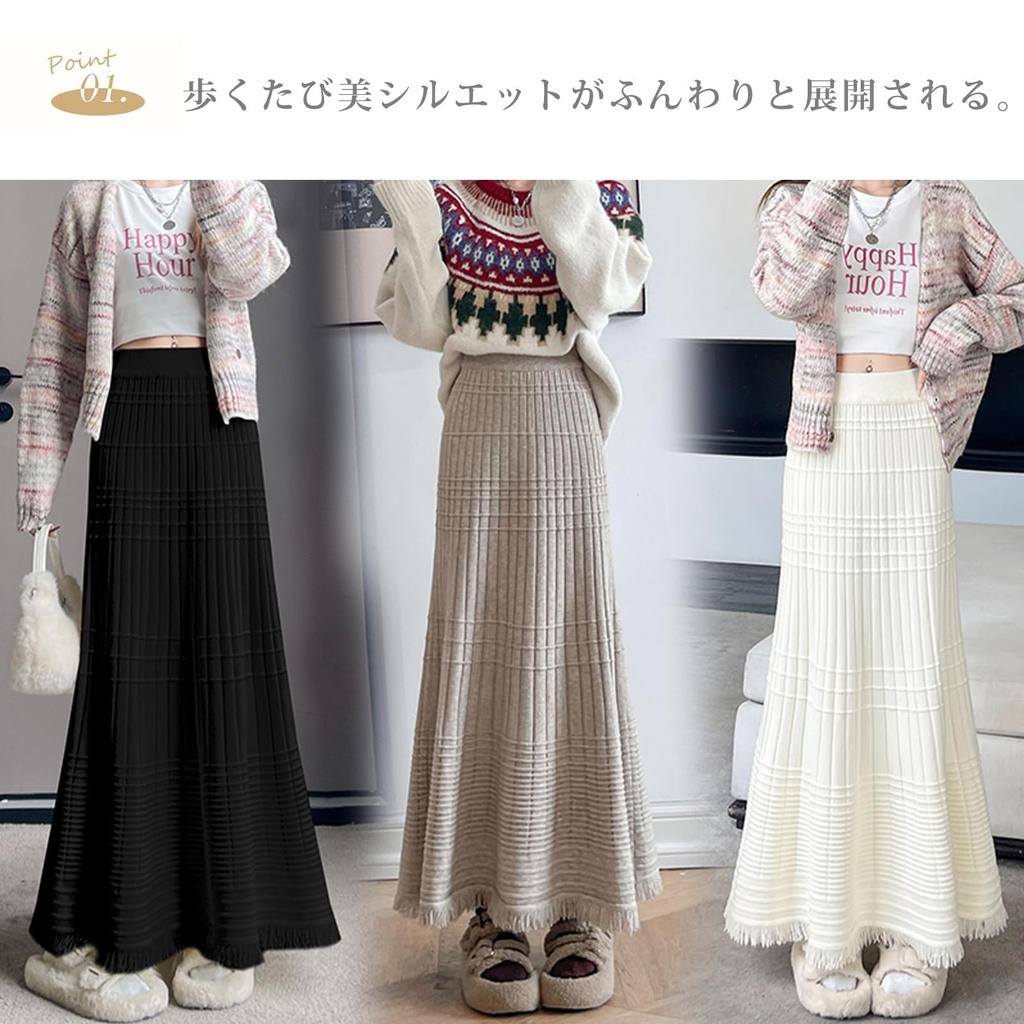 Saia Sereia de Tricô NONELECEDOLE com Elástico Adequada para Plus para o Dia a Dia e Primavera Saia Feminina, Linha A, Franjas, Cintura Alta, Escritório,