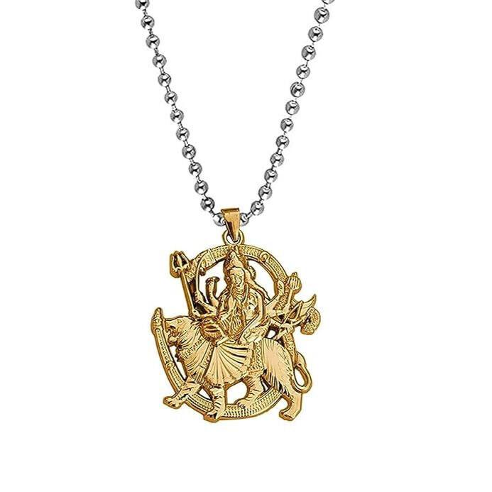 @ Indian Traditional Lord Sherawali Mata Pendant With Chain For Men Zr904-60%Off