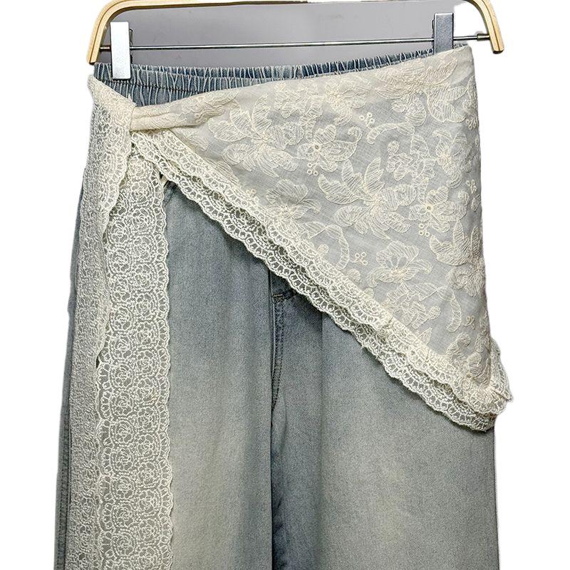 French-Style Retro Lace Triangle Scarf Belt with Tassel Waist Cincher Accessories