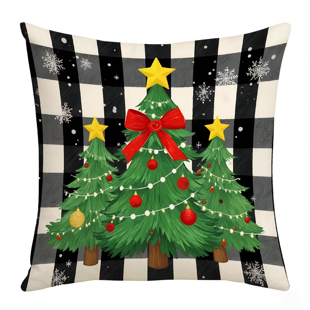 

Рождественская подушка Подушка с элементом рождественской елки Украшение для спальни гостиной Поясничная подушка Наволочка Лен Цифровая печать 45 * 45 (excluding core)