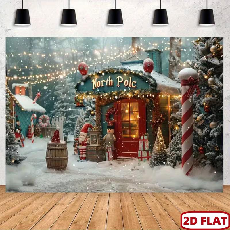 2D Nordpol Weihnachtsstadt Kulisse Schneelandschaft Fotografie Hintergrund