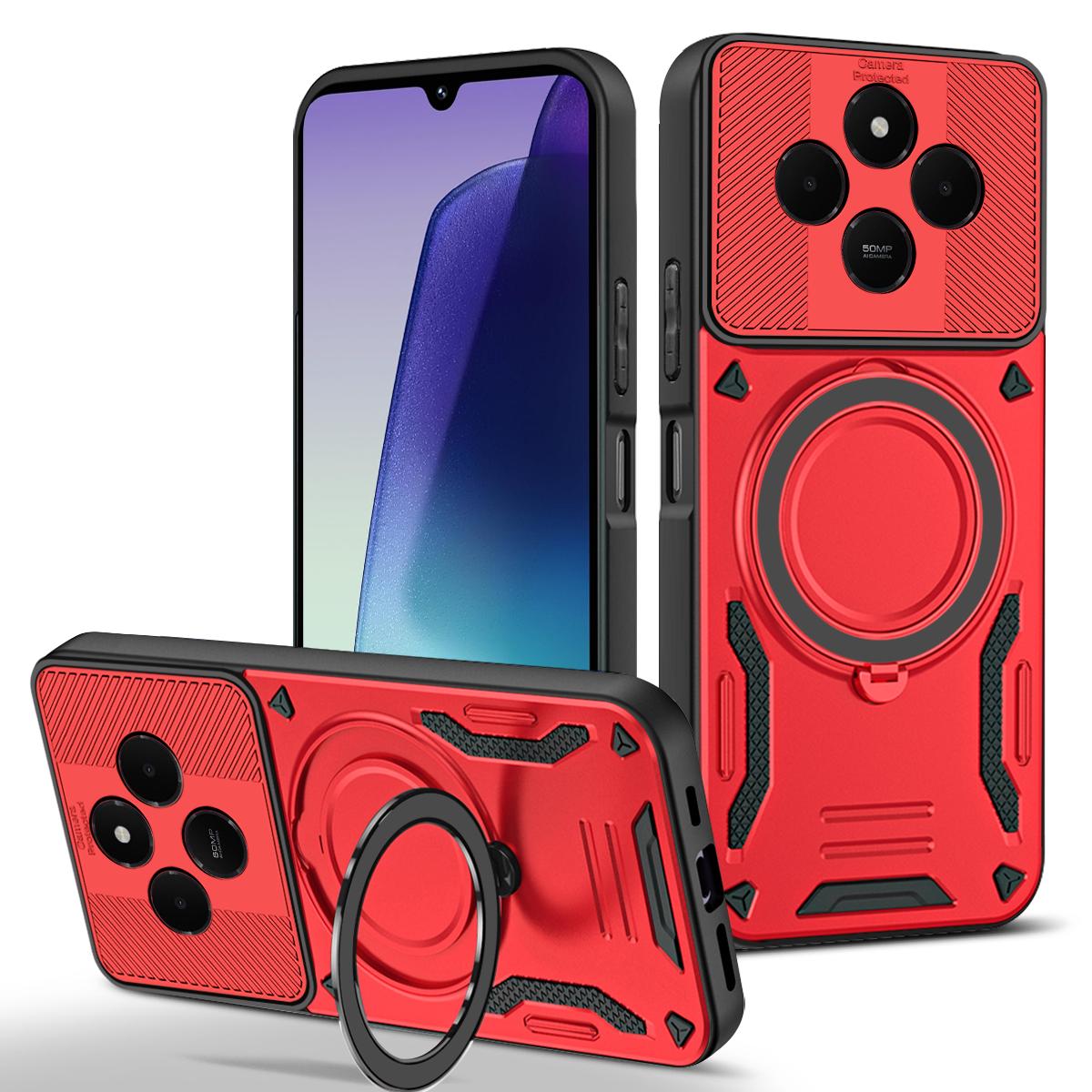 

с вращающейся металлической подставкой Для Magsafe Магнитный чехол Для XIAOMI Redmi 14C Гибридный Защитник Жесткая задняя крышка For Redmi 14C красный