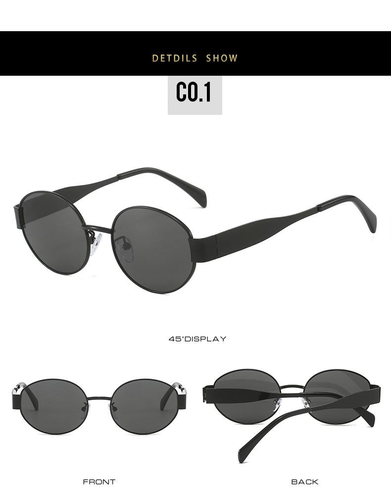 2024 Oval Metal Sunglasses: Trendy Small Round Lens for Men & Women