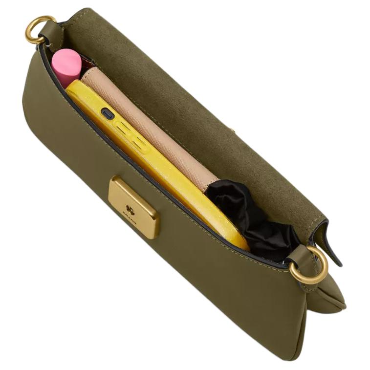 Coach Jet 25 Signature Goldene Beschläge Verstellbarer Schultergurt Leder Schultertasche Mittelgroß Damen Schultertasche Dunkel-Khaki CAM16-B4OL