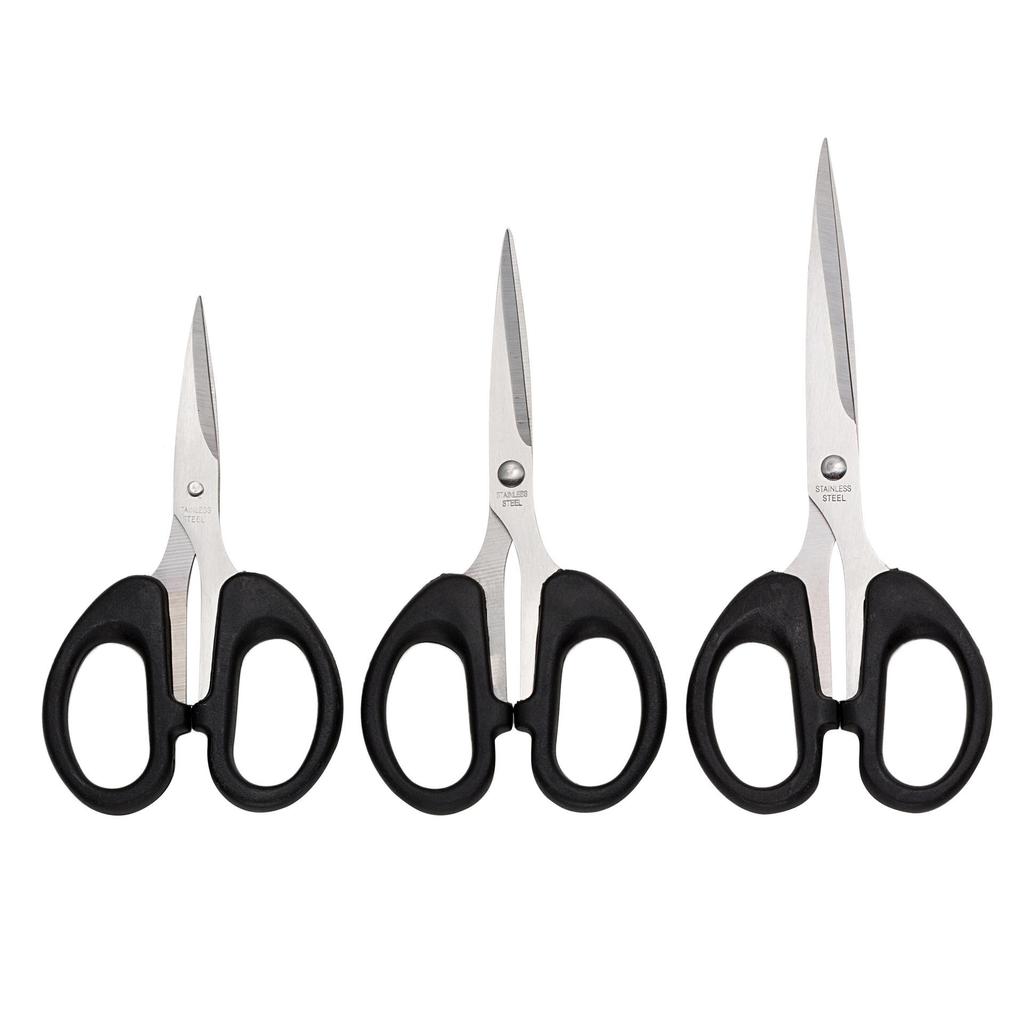 "Stainless Steel Black Scissors - Ideal for Students, Household, and Office Use"