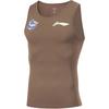 Li Ning CBA Series Professional Basketball Letter Print Round Neck Comfortable Breathable Tight-Fitting Vest Men Tops Brown AUDU091-2