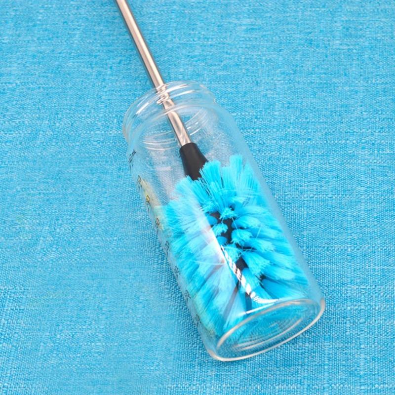 1 Stück lange Reinigungsbürste für Weingläser, Flaschen & Teekannen Küchenwerkzeug mit blauem Scheuerkopf, für die Tiefenreinigung von Tassen & engen Räumen