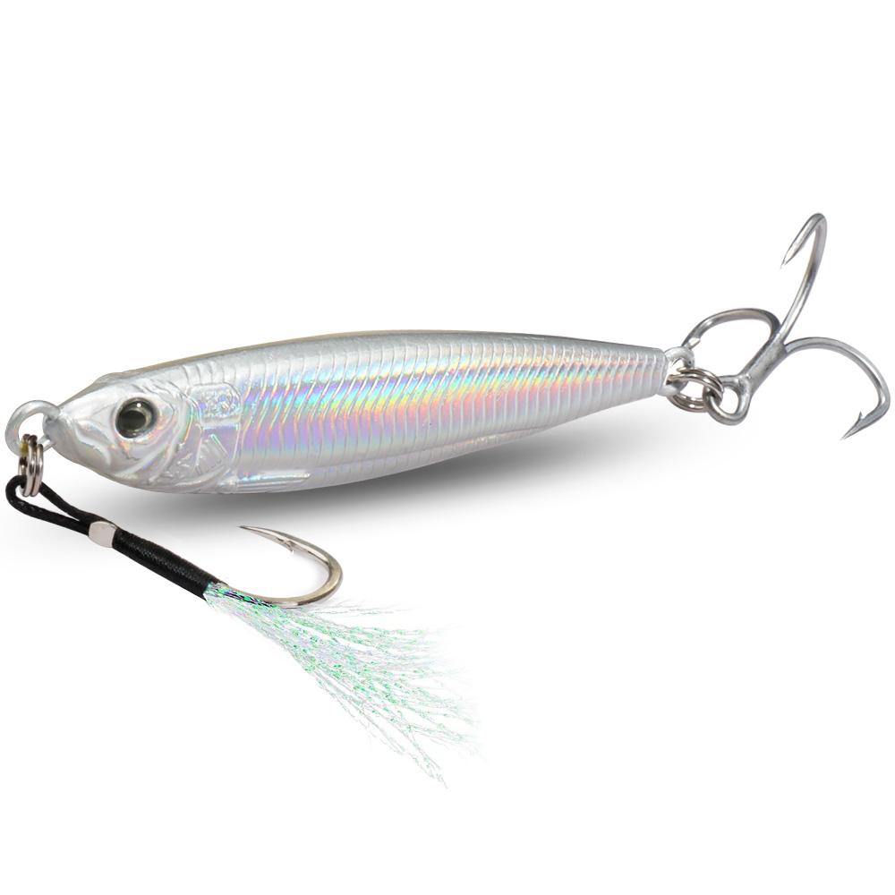 GOBAIT Metal Jig Lure 20g 30g 40g Spinner Spoon 3D Eye Color Laser Spinning Fishing Tackle Blade Hook Swimbait Pesca VIB Bait