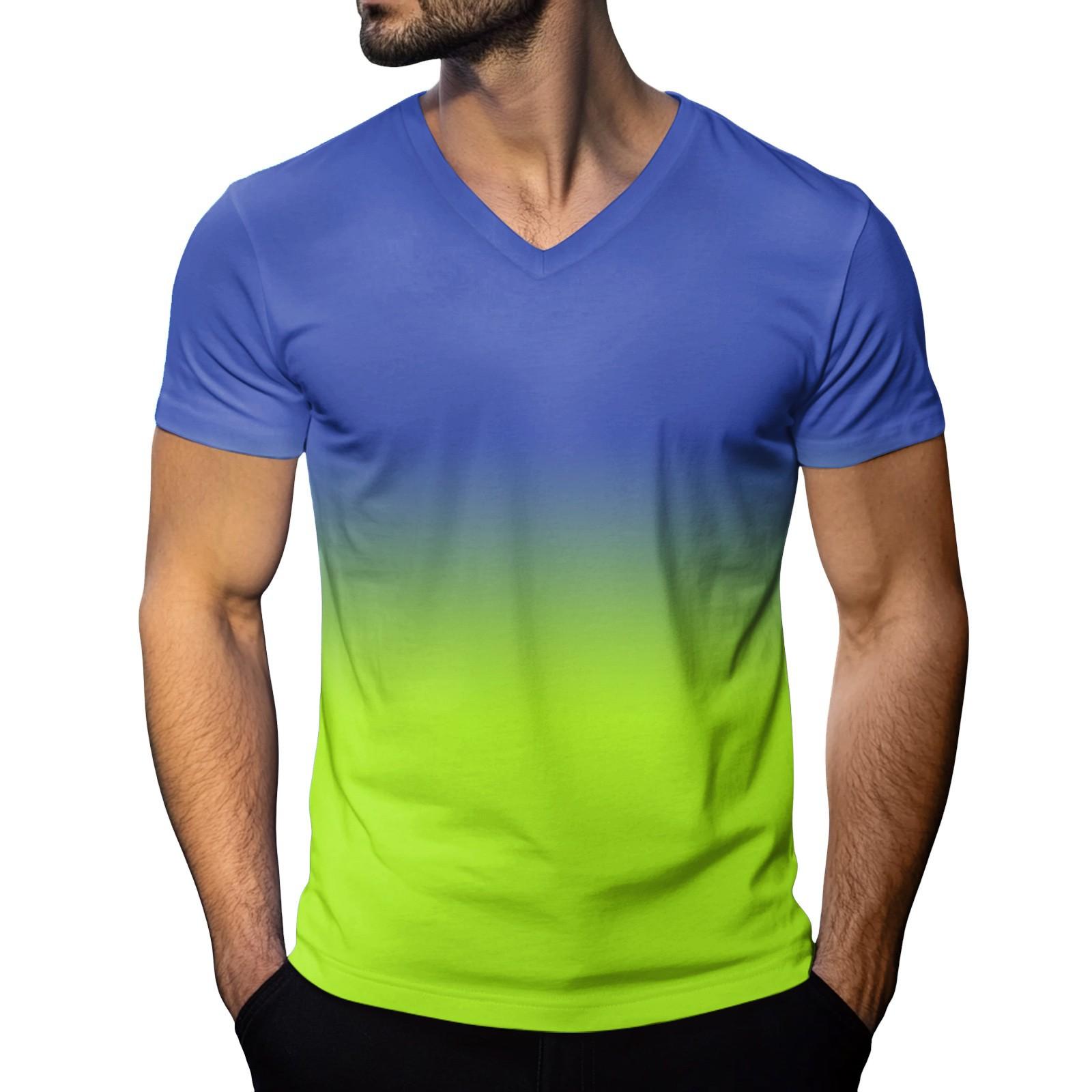 Мужская модная футболка с коротким рукавом и V-образным вырезом XL жёлтый 1294₽