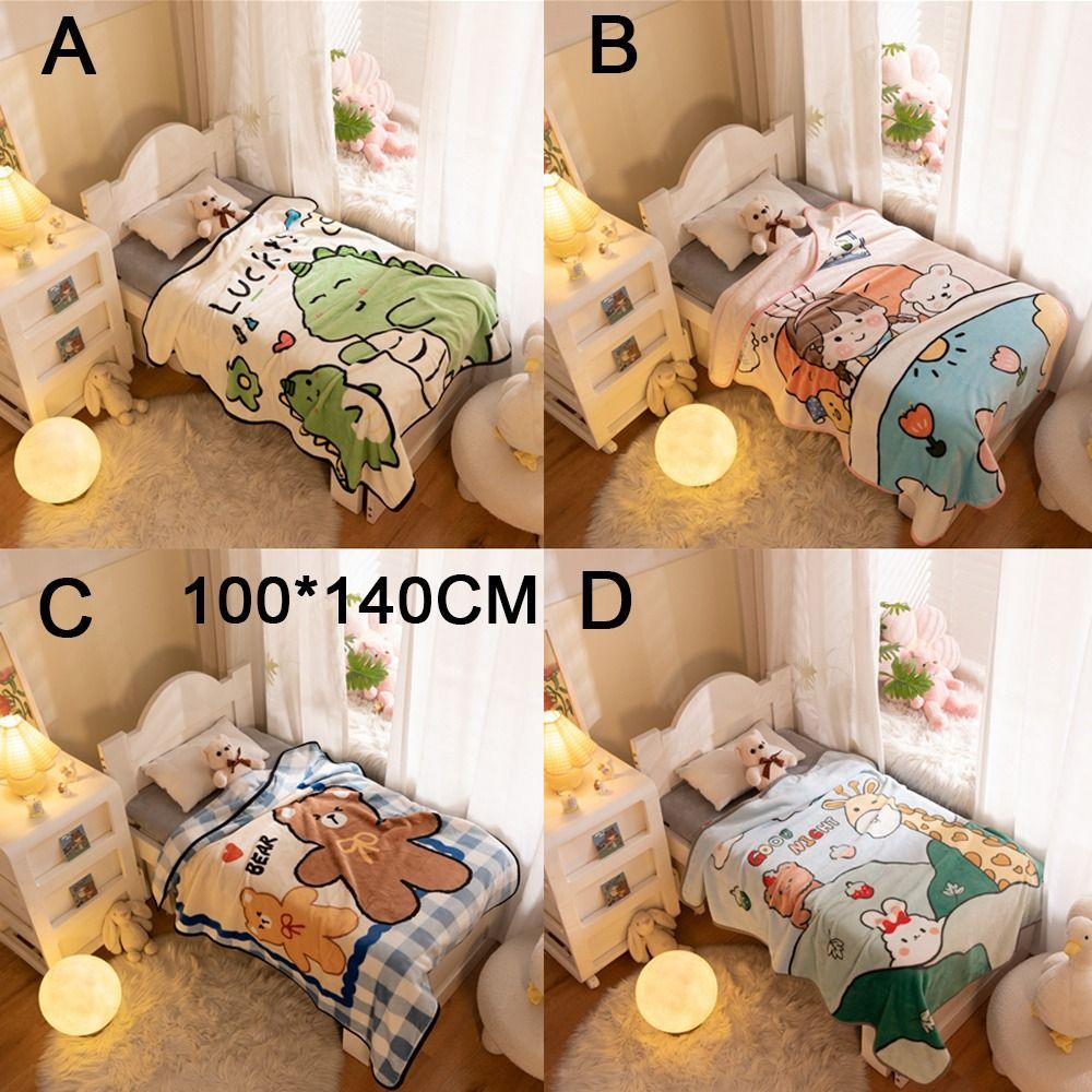 Skin Friendly Cartoon Flannel Blankets Coral Velvet Bed Blanket Bear Throw Blanket Home