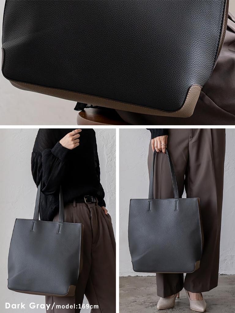 VITAFELICE Women's Two-Tone Square Tote Bag inb-10157p (Dark Gray)