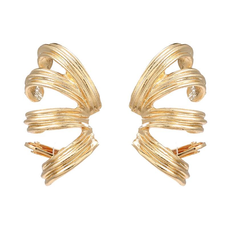 Gold Tone Geometric Statement Earrings Women Coil Design Fashion Jewelry Accessories Gold
