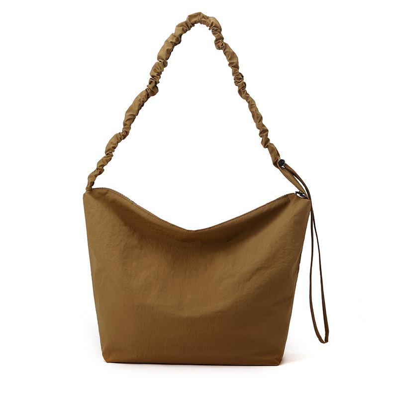 Clouds Pleated Drawstring Shoulder Strap Bucket Bag Female Solid Color Simple Lazy Wind Shoulder Bag Slack Small Messenger Bag