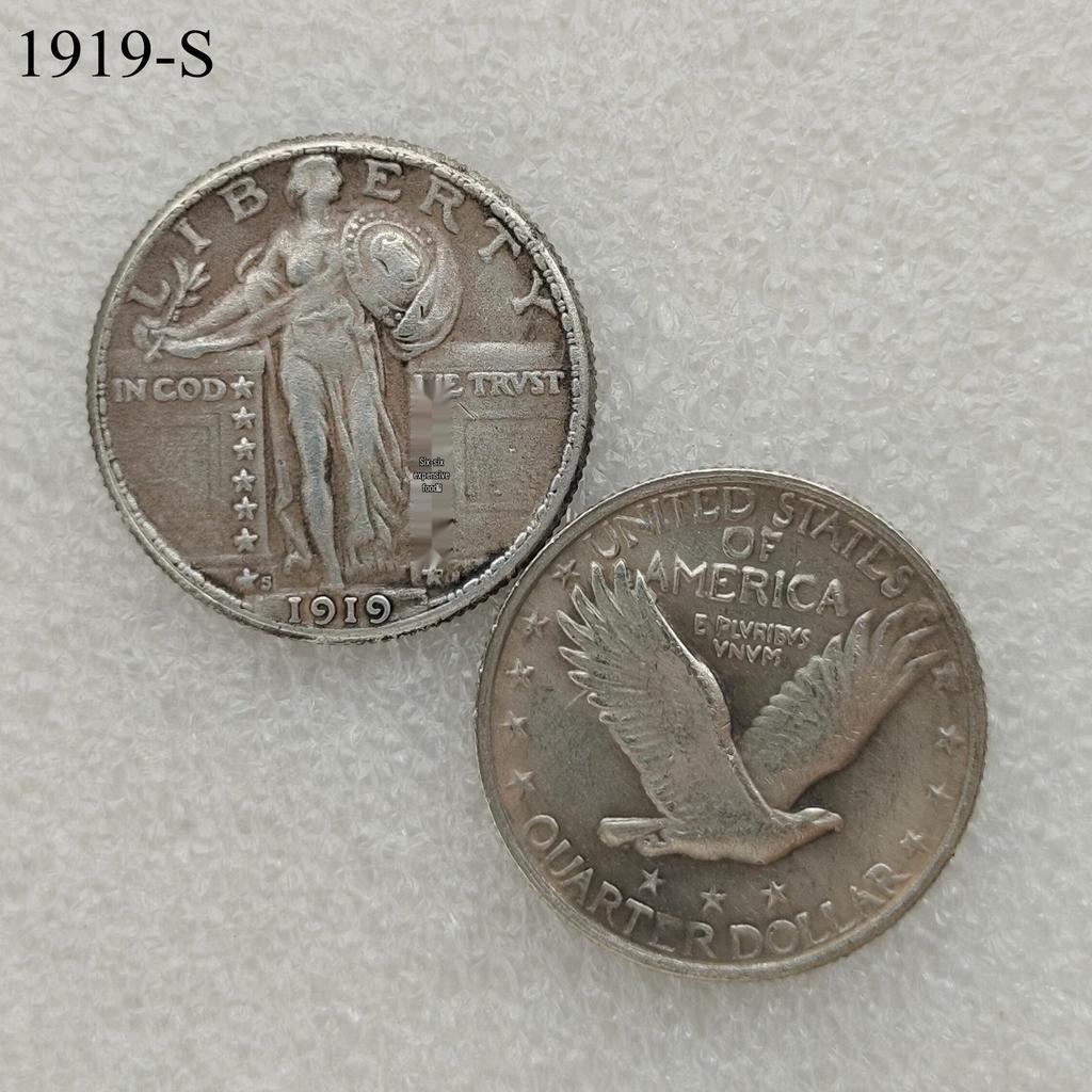 Antique American Liberty 25 Cents Coin, 1916-1930, Optional Brass or Silver Plated