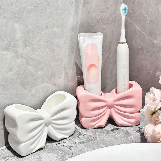 Bow-knot Toothbrush Holder Storage Rack Polished Surface Easy To Clean