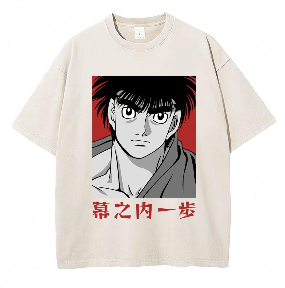 Vintage Gewaschene T-Shirts Anime Hajime No Ippo Kamogawa Boxen Gym Makunouchi KGB T-Shirts Unisex Damen Locker Baumwolle Sommer T-Shirt